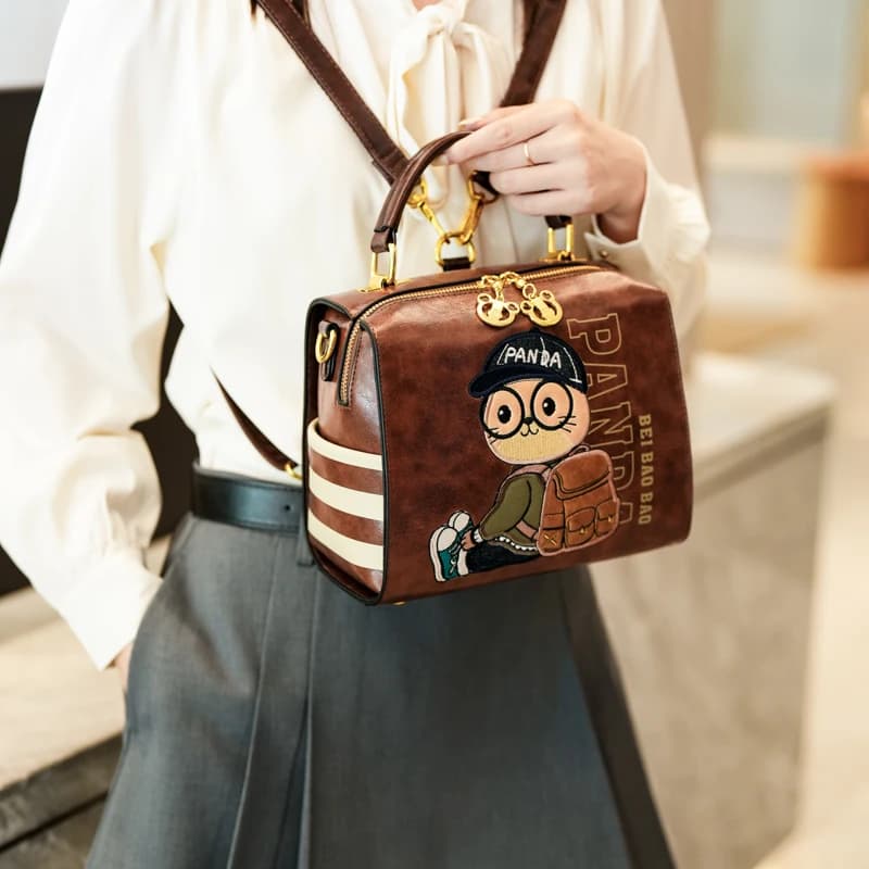 New cute cartoon cat style handheld women's bag, casual style backpack for women, fashionable messenger bag, large capacity bag