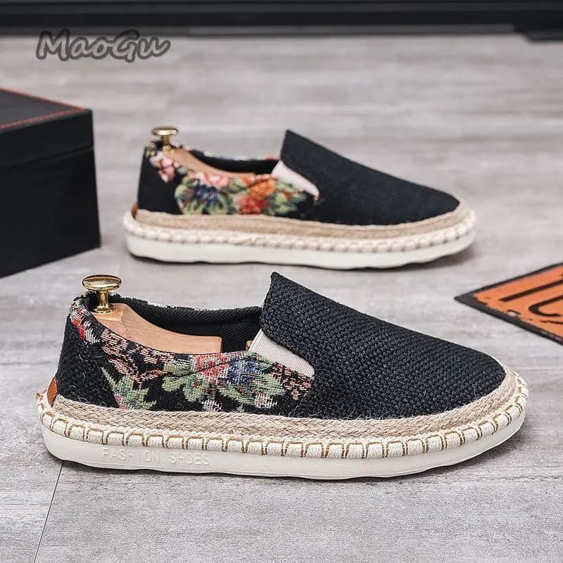 Men's Summer Shoes Slip On Round Toe Mocassini casual Tela Man Flat Fishmen Espadrillas Zapatos De Hombre Size 39 44