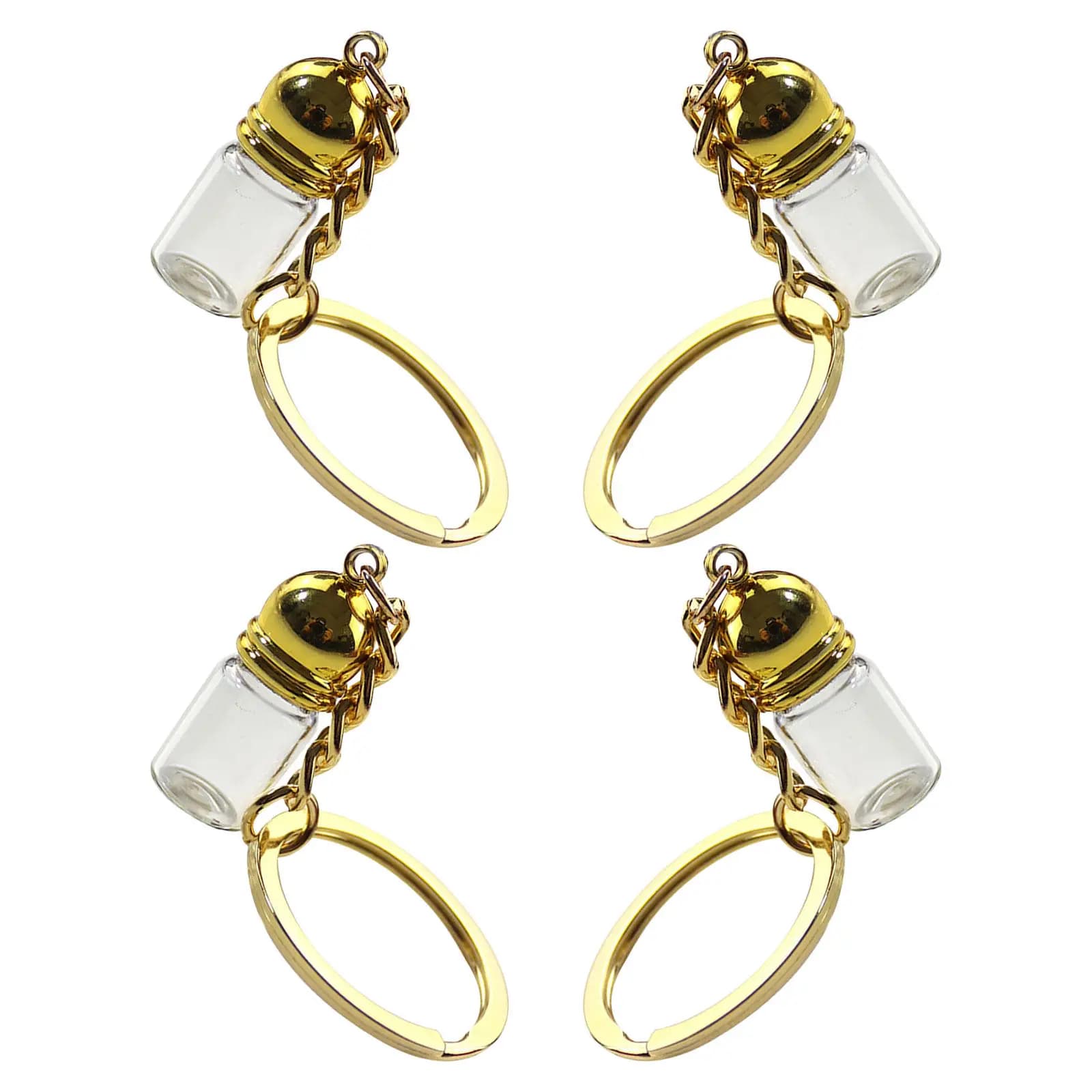 Set di 4 Mini Bottiglie di Vetro per Profumo con Portachiavi, Flaconi Trasparenti Ricaricabili da Viaggio, Ciondolo Charm 23x11mm, Bottiglia Portatile per Oli Essenziali
