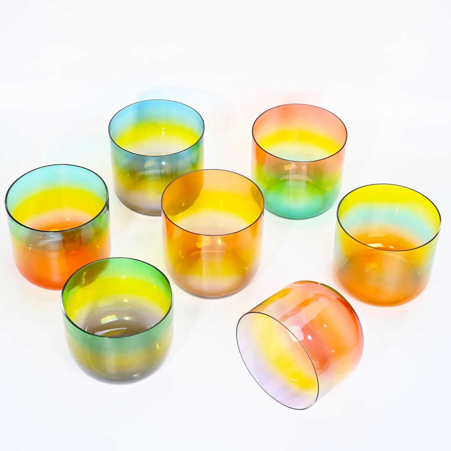 Rainbow Transparent Crystal Bowl/Colored Singing Bowl/Yoga Meditation Singing Bowl/Body Purification Meditation Percussion Bowl