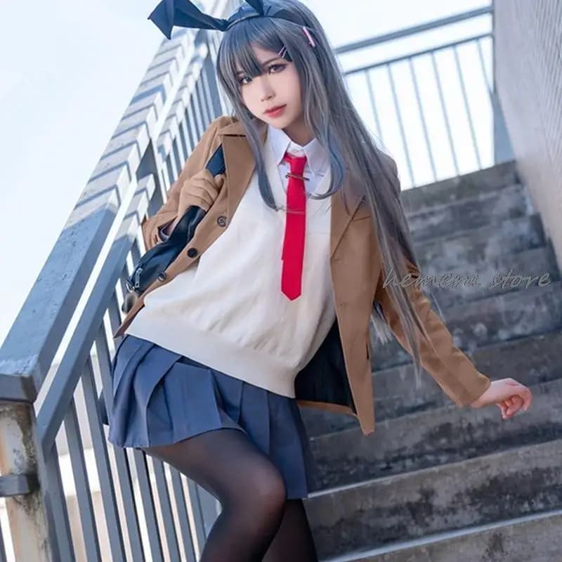 Rascal non sogna coniglietta Senpai Mai Sakurajima parrucca cosplay Anime Sakurajima Mai costume cosplay orecchie da coniglio copricapo