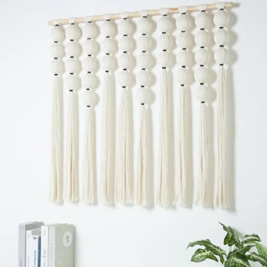 Large Macrame Wall Hanging Macrame Ball Wall Hangings Tapestry Cotton Textile Boho Wall Decor Art Bohemian headboard Handwoven