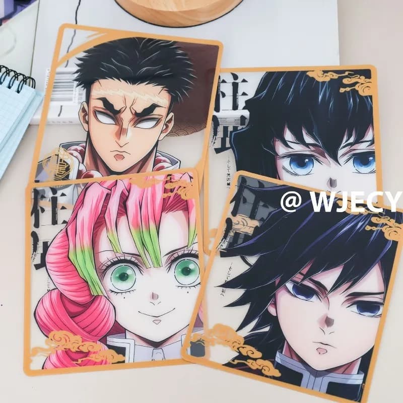 Demon Slayer Carta trasparente in PVC Tanjirou Anime Action Figures Cartolina dei cartoni animati Segnalibro decorativo per desktop Articoli carini Regalo giocattolo