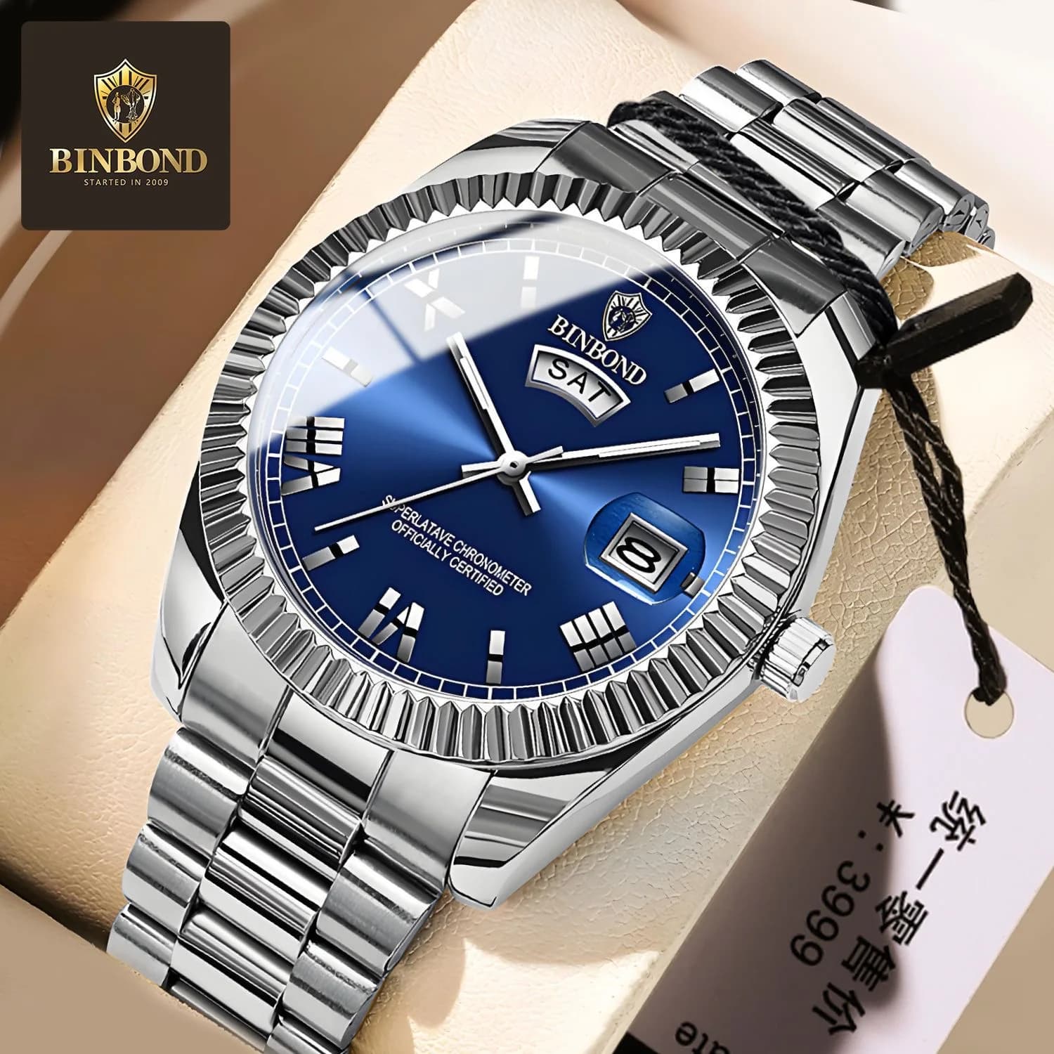 BINBOND Orologio al quarzo da uomo di lusso Casual impermeabile con luce notturna Calendario Orologio al quarzo da uomo Relogio Masculino