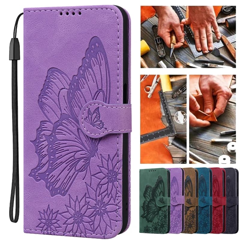 Custodia per telefono in pelle farfalla per Xiaomi Poco M4 Pro 5G PocoM3 X3 NFC M3 Pro F3 X3Pro Porta carte Hasp Borse a portafoglio Flip Cover
