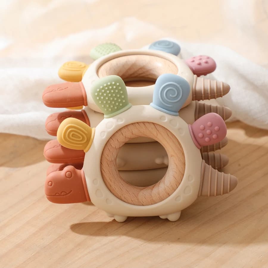 Giocattoli per massaggiagengive in silicone per bambini Colorati senza BPA in silicone per bambini Lenitivo Ansia Anello per dentizione Giocattoli sensoriali Giocattoli per allattamento in silicone