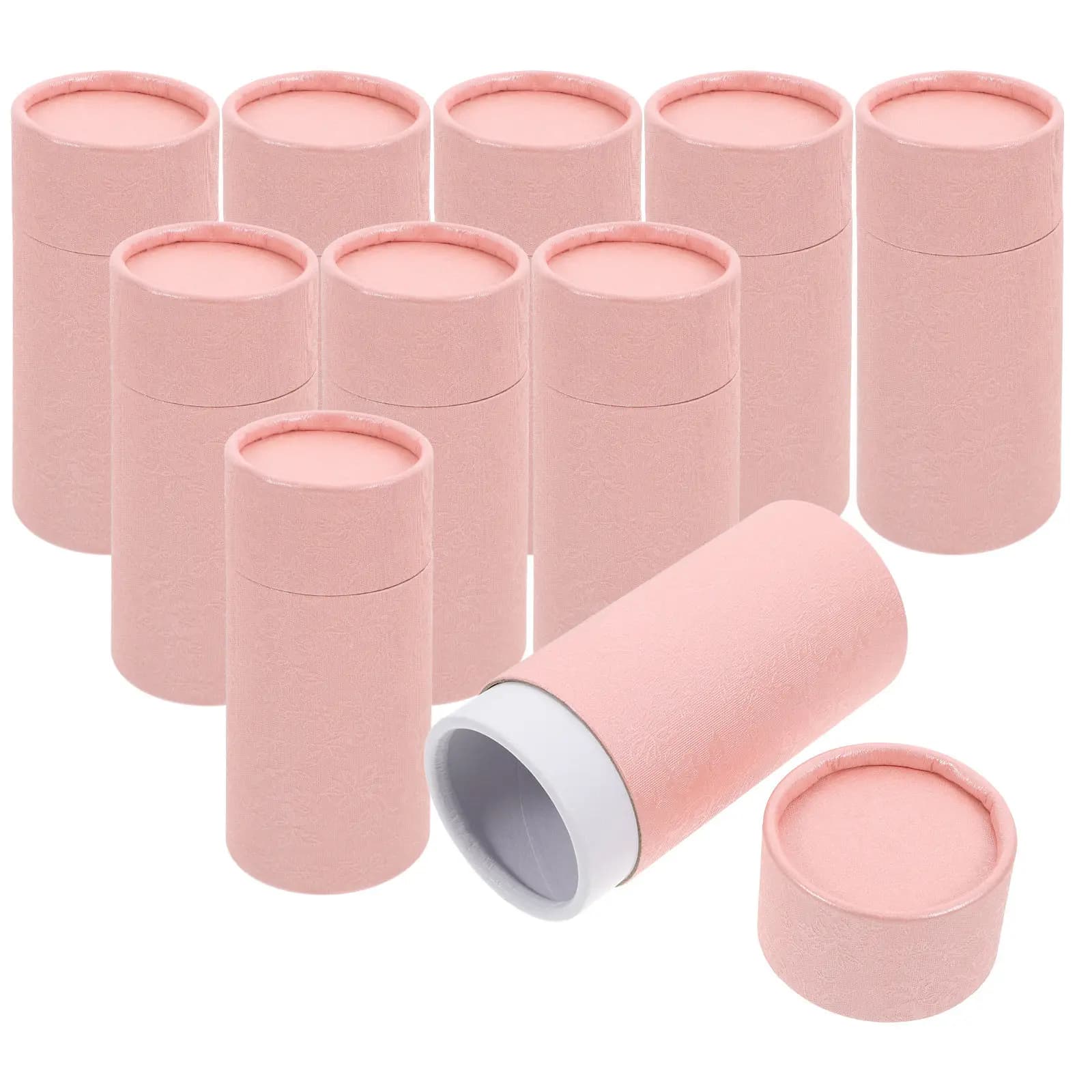 10Pcs Round Paper Tubes Essential Oil Bottle Packaging Box Paperboard Cylinder Tube with Lid for Skincare Lip Balm Storage and