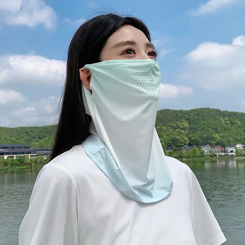 Cycling Neck Gaiter UV Protection Face Mask Gradient Color Breathable Hole Hanging Ear Driving Cooling Hiking Outdoor Face Cover