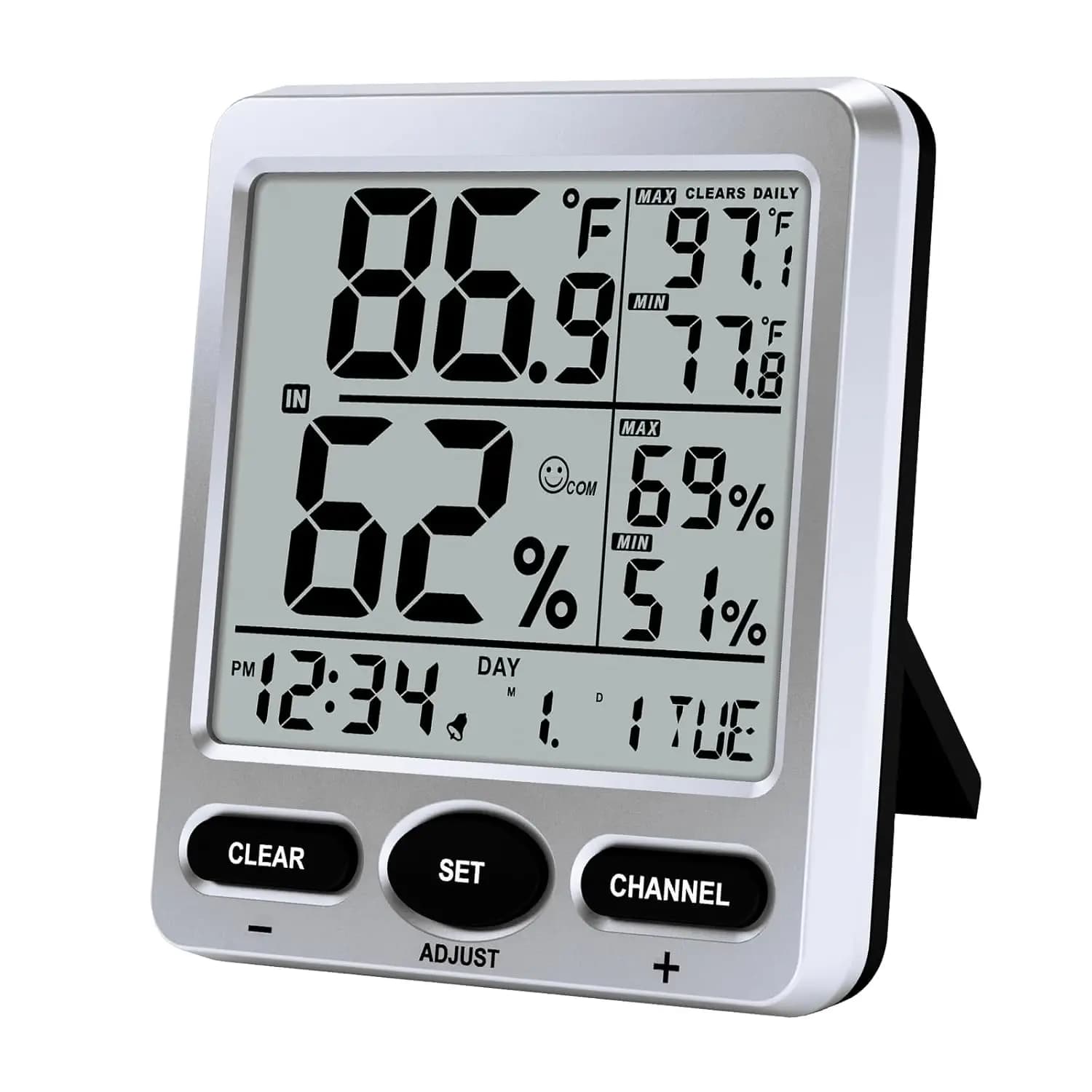2025 Smart Indoor Digital Thermometer Hygrometer Real-Time Temp Humidity Monitor with Alarm Max/Min Records Calibration For Home