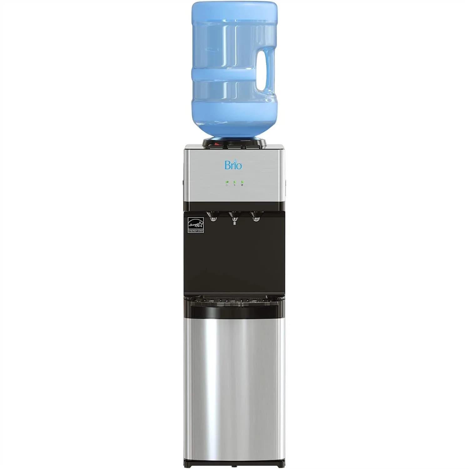 Dispenser d'Acqua con Caricamento dall'Alto, Acqua Calda e Fredda, Blocco di Sicurezza per Bambini, Compatibile con Bottiglie da 3-5 Galloni, in Acciaio Inossidabile