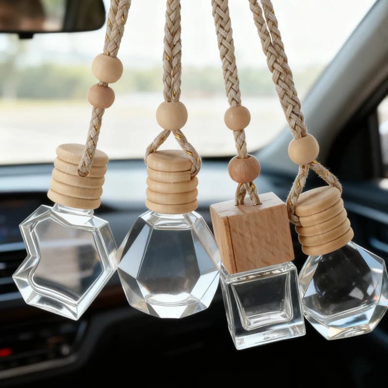 5PCS 8-12ml Perfume Bottle for Auto Clear Glass Vacuum Deodorant Car Decoration Pendant Essential Oil Diffuser Container