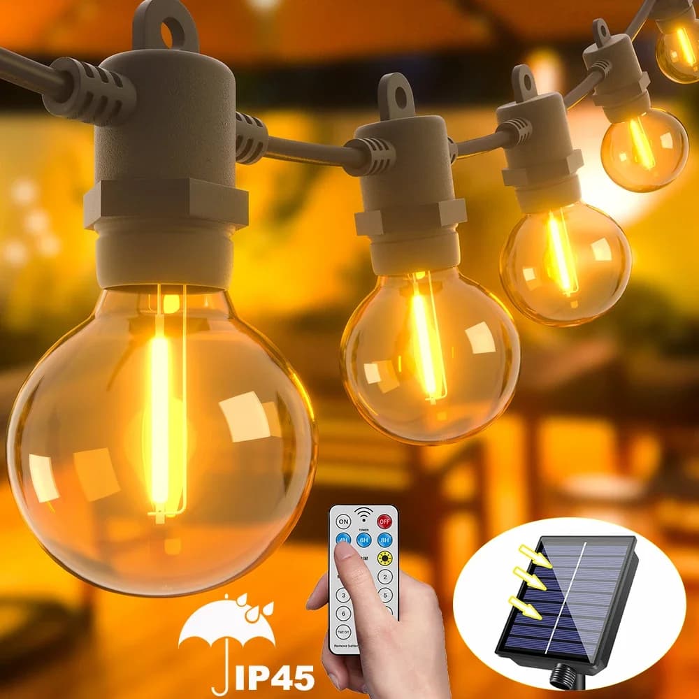 Lampada ghirlanda solare infrangibile per esterni presa G40 E12 1200mAh luce da giardino impermeabile illuminazione solare per esterni per arredamento