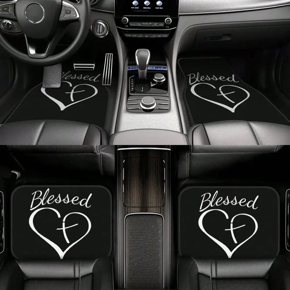 4 tappetini decorativi per auto + 1 tappetino per bagagliaio - Antiscivolo, lavabili in lavatrice, ideali per veicoli, SUV e altro ancora