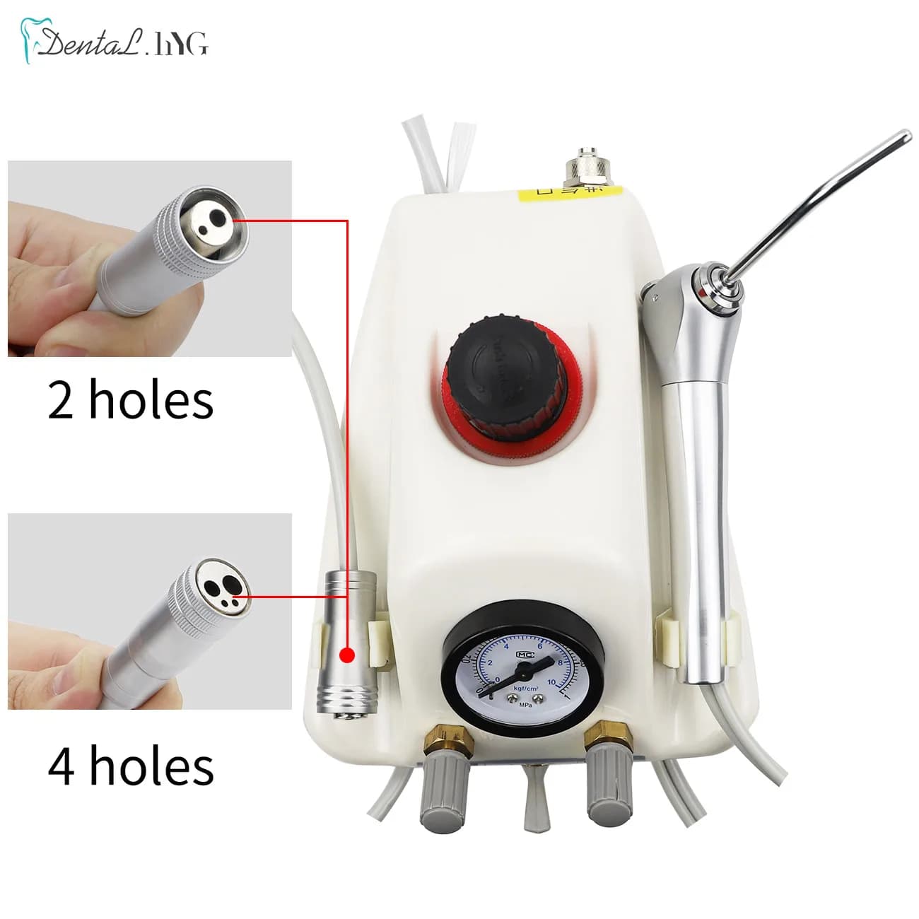 Portable Dental Air Turbine Unit Works with Air Compressor 3 Way Siringa 2/4 Holes Teeth Whitening Dental Equipment Plastic Smooth