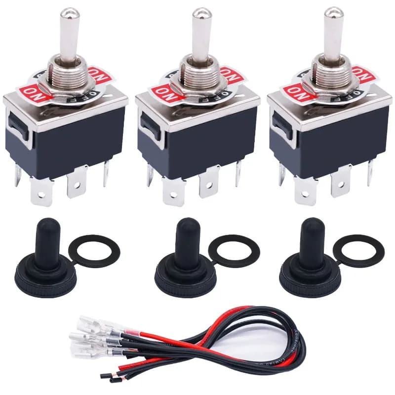 3set 6pin ON/OFF/ON snap lever switch DPDT 15 a250vac switch for heavy duty with waterproof boat cap, 6.3mm terminal cable