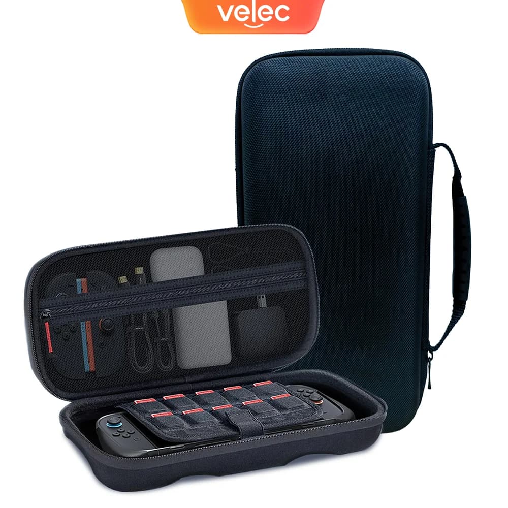 Custodia protettiva in velec per console di gioco portatili Nintendo Switch di seconda generazione Custodia da trasporto antigraffio con cerniera in nylon Haed