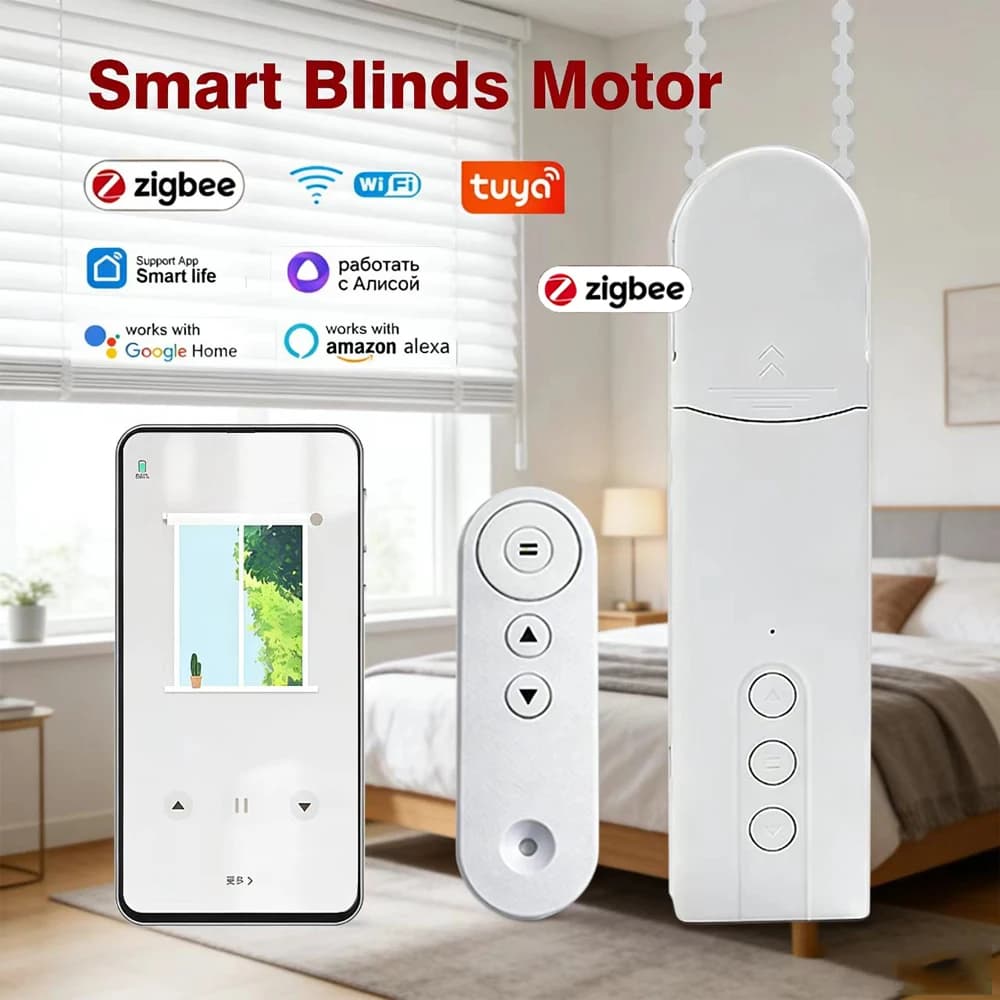 Motore per Tende a Rullo WiFi Zigbee Tuya Smart, Telecomando RF, Controllo APP, Compatibile con Alexa e Google Assistant