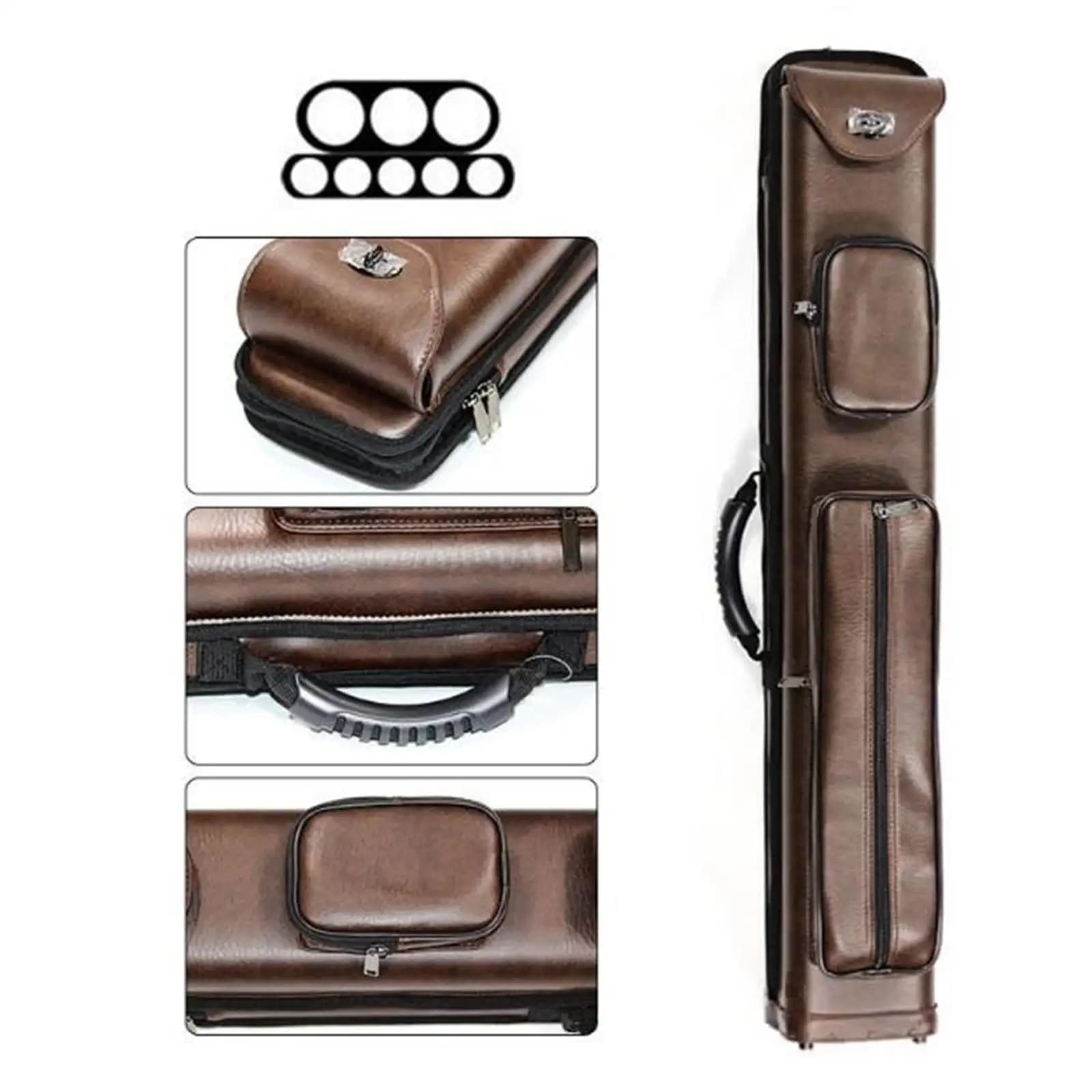 8 Holes Billiards Pool Cue Case Protective Anti Scratch with External Pocket