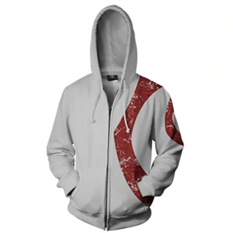 Gioco God of War Felpe con cappuccio Kratos Pullover Ares Cosplay Con cappuccio Zeus Stampa 3D Felpa con cappuccio Giacca con cerniera Vestiti Coat5;c,6's.