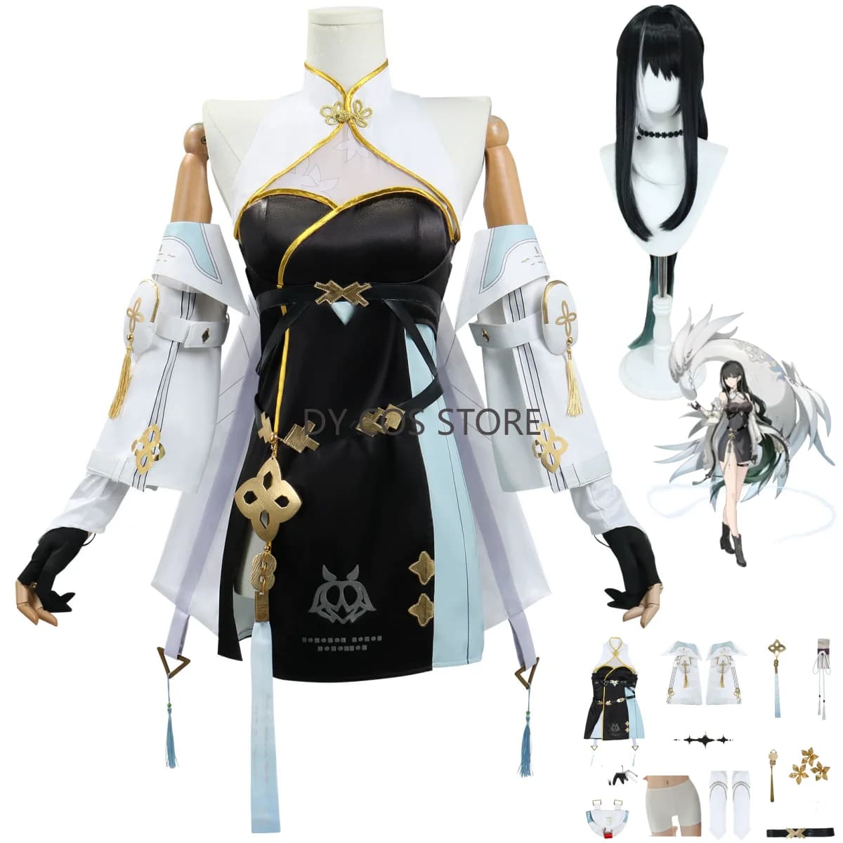 Gioco Wuthering Waves Baizhi Costume Cosplay Stile cinese Hanfu Cheongsam Parrucca Donna Sexy Abito tradizionale da festival