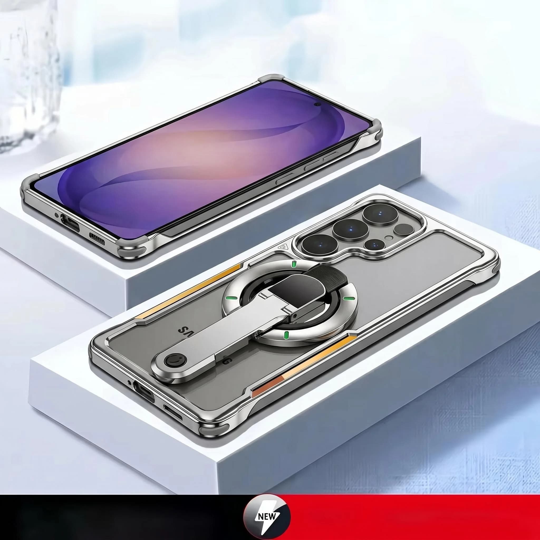For Samsung Galaxy S26 Ultra, Strong Magnetic Magsafe Stand, Metal Titanium Fashionable Phone Case with Screen Protector cover