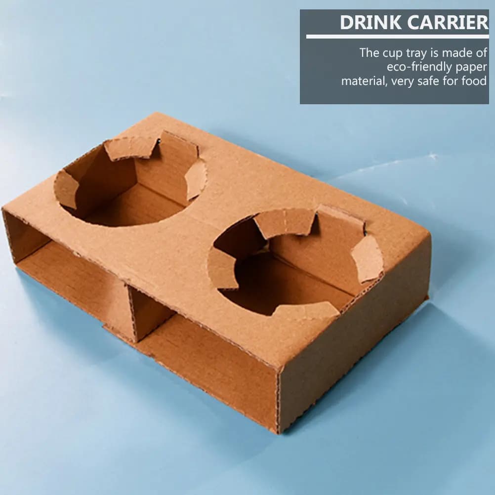 10Pcs Eco-Friendly Biodegradable Paper Drink Carrier Tray for Coffee Milk Tea Hot Cold Beverages Takeout Packing Cup Holder