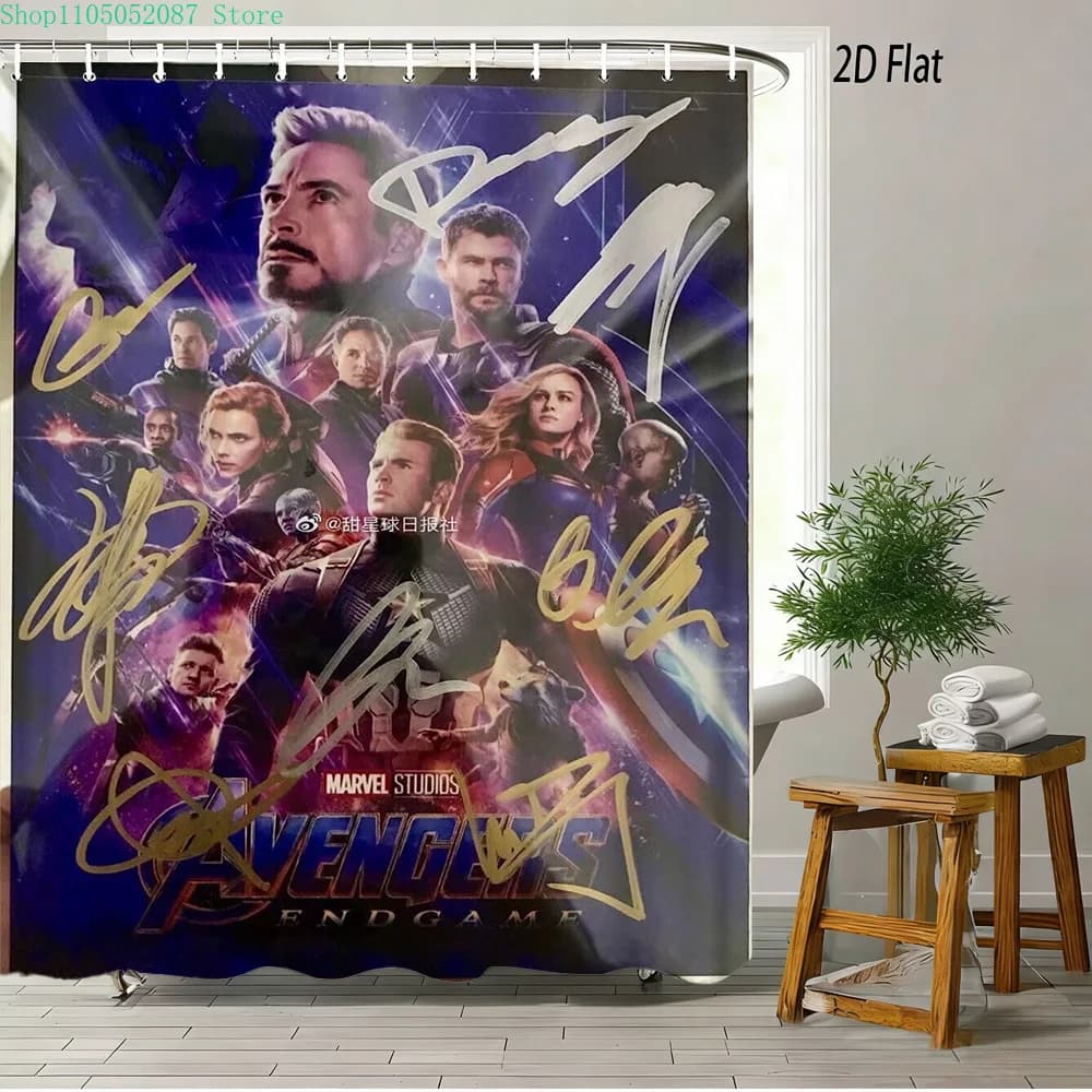 Tenda da doccia impermeabile stile autografo Marvel Avengers: Endgame per l'arredamento del bagno a tema supereroi ✨