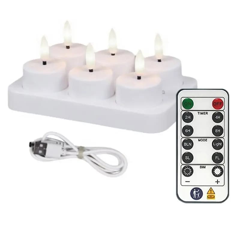 【NEW YEAR 】Flameless Rechargeable LED Christmas Candles Remote Control Tea Light Warm Yellow Candle Lamp Light Party Decoration