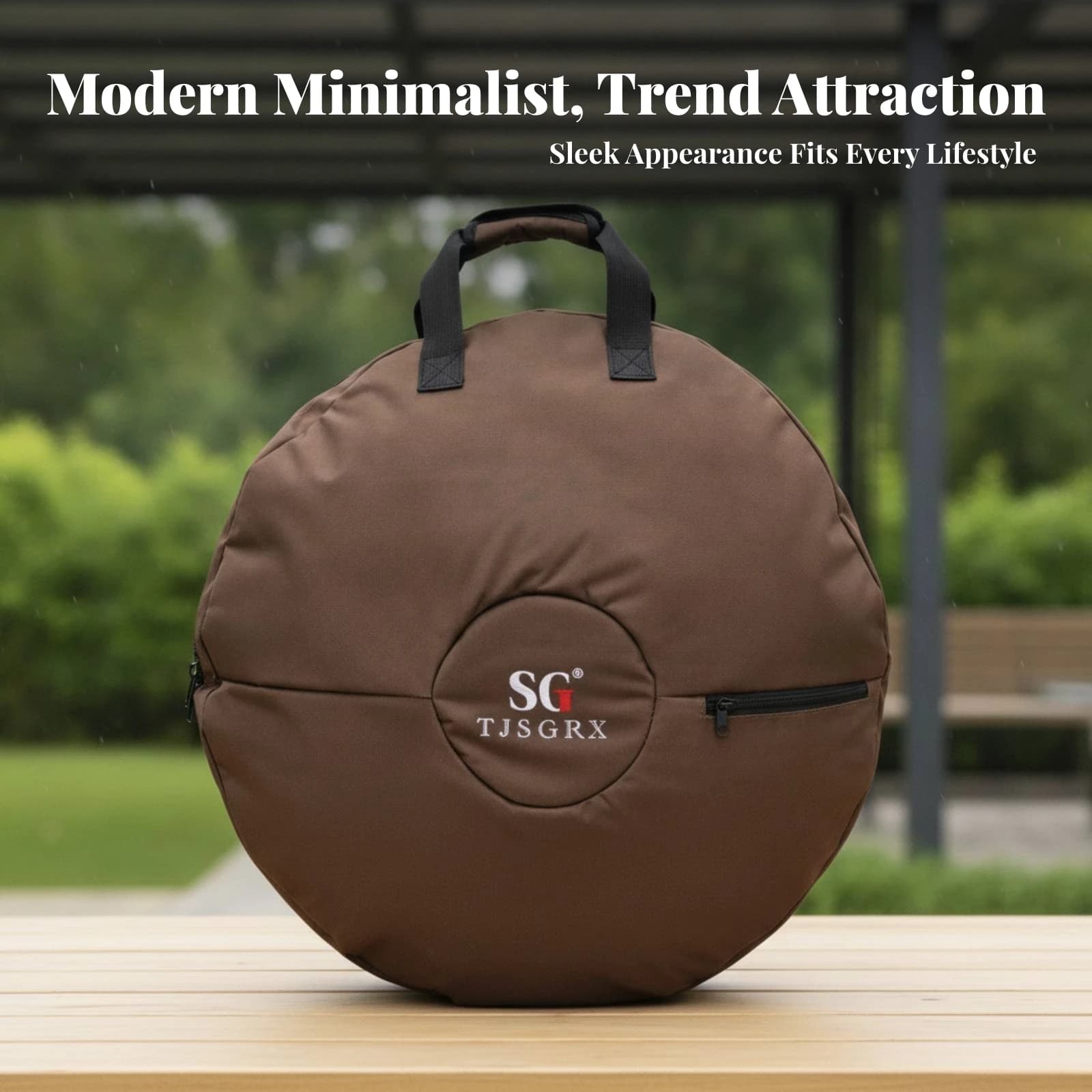 Zippered Pocket Padded Handpan Case Handpan Bag Black Trim Portable Backpack Drum Case Musical Gear