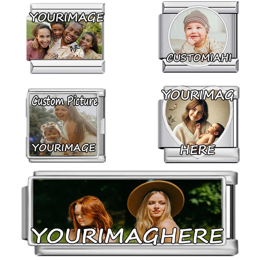 Bracciale in acciaio inossidabile Ciondoli italiani Creazione di cornici per foto personalizzate fai-da-te Bracciale con modulo di giunzione in titanio