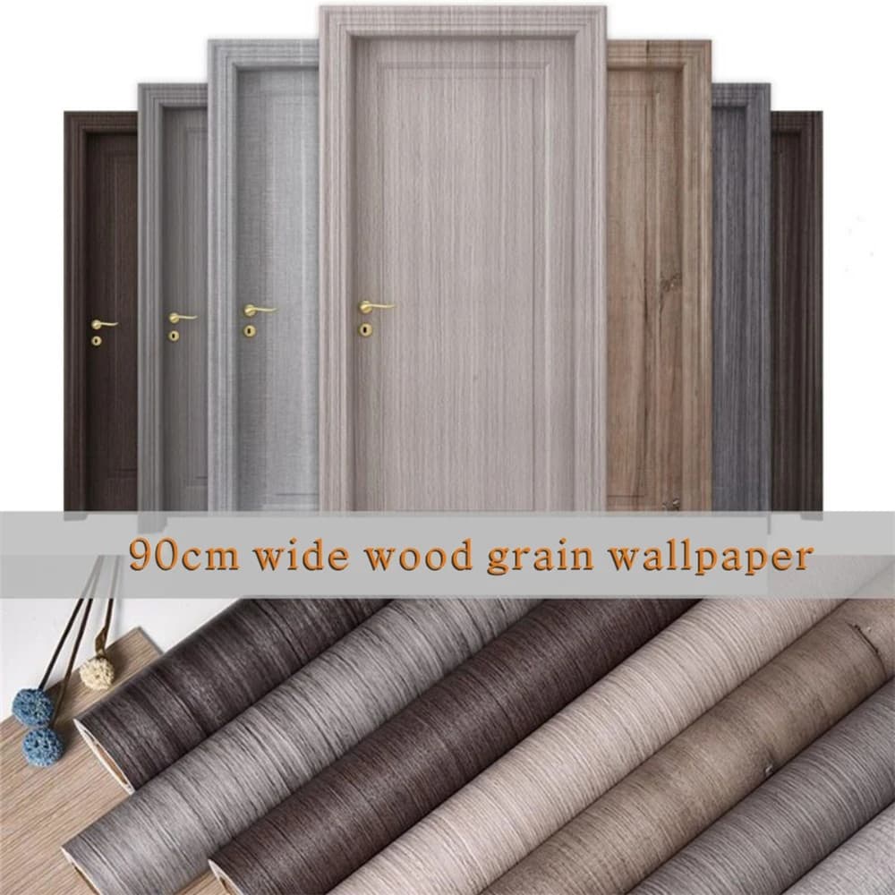 Adesivo per porta in venature del legno di larghezza 90cm per armadio armadio scrivania armadio mobili carta da parati autoadesiva in PVC impermeabile decorazioni per la casa