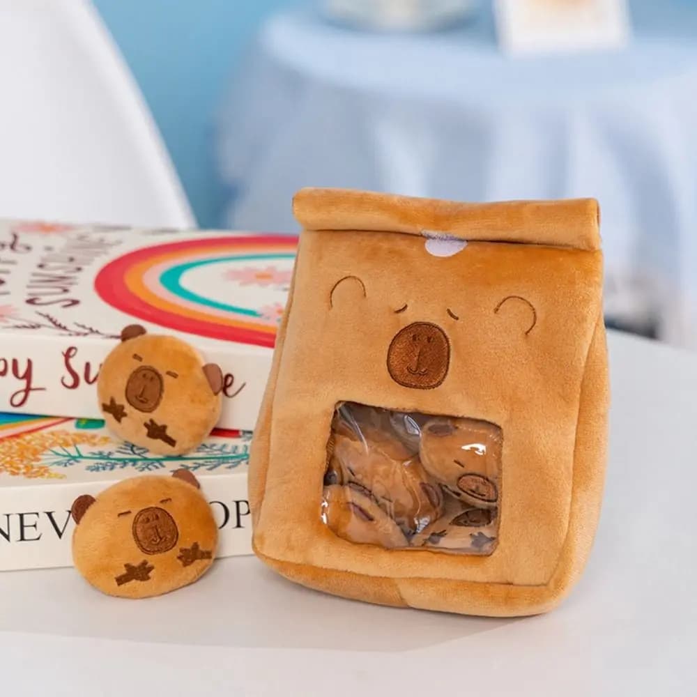 New Capibara Shape Plush with Snack Bag, Soft Toy for Sleeping, Birthday Gift, Home Decoration