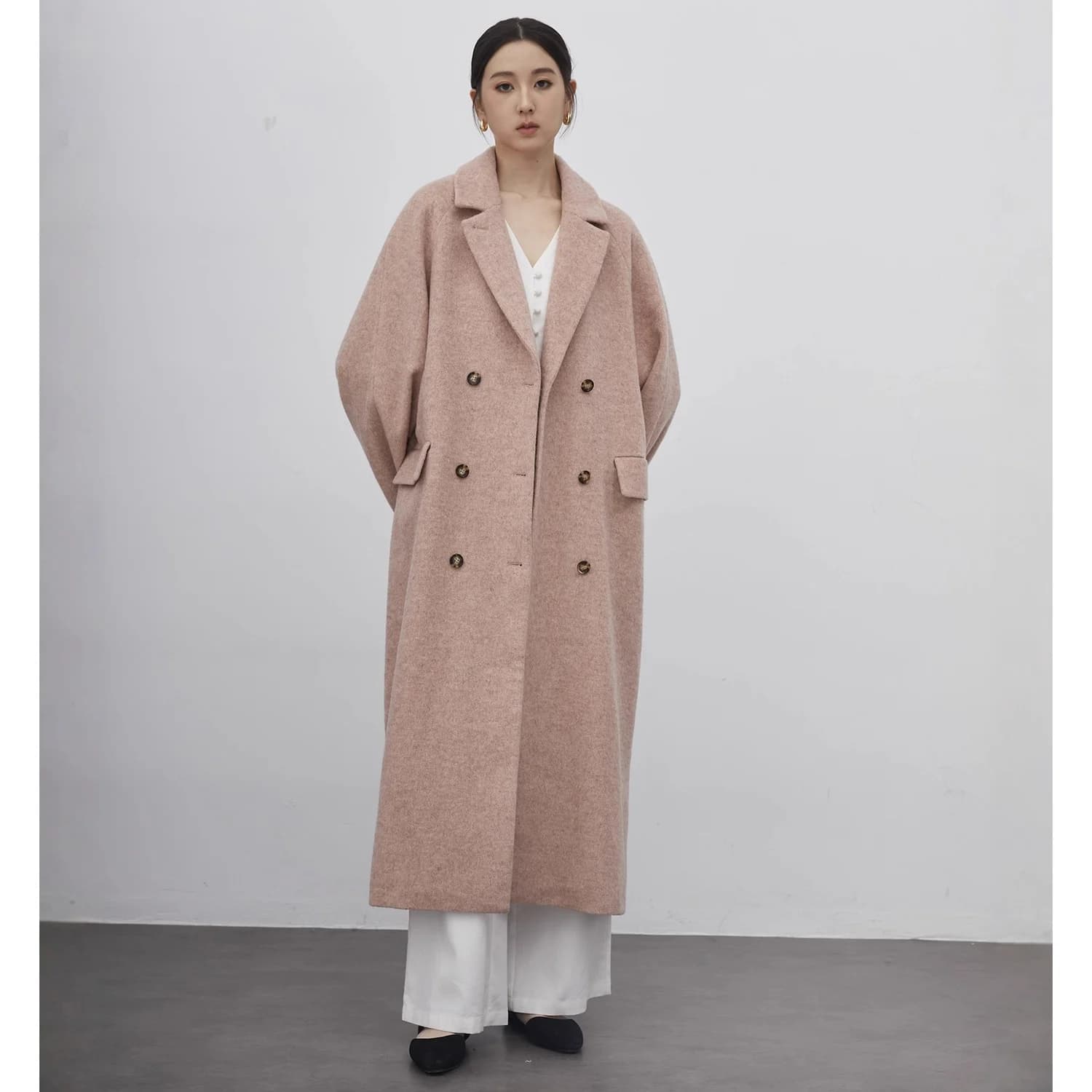 Completo da Donna Allingentle, Blazer Lungo in Lana Rosa a Doppio Petto, Giacca Lunga per Cocktail Party e Outfit Quotidiani, Personalizzabile