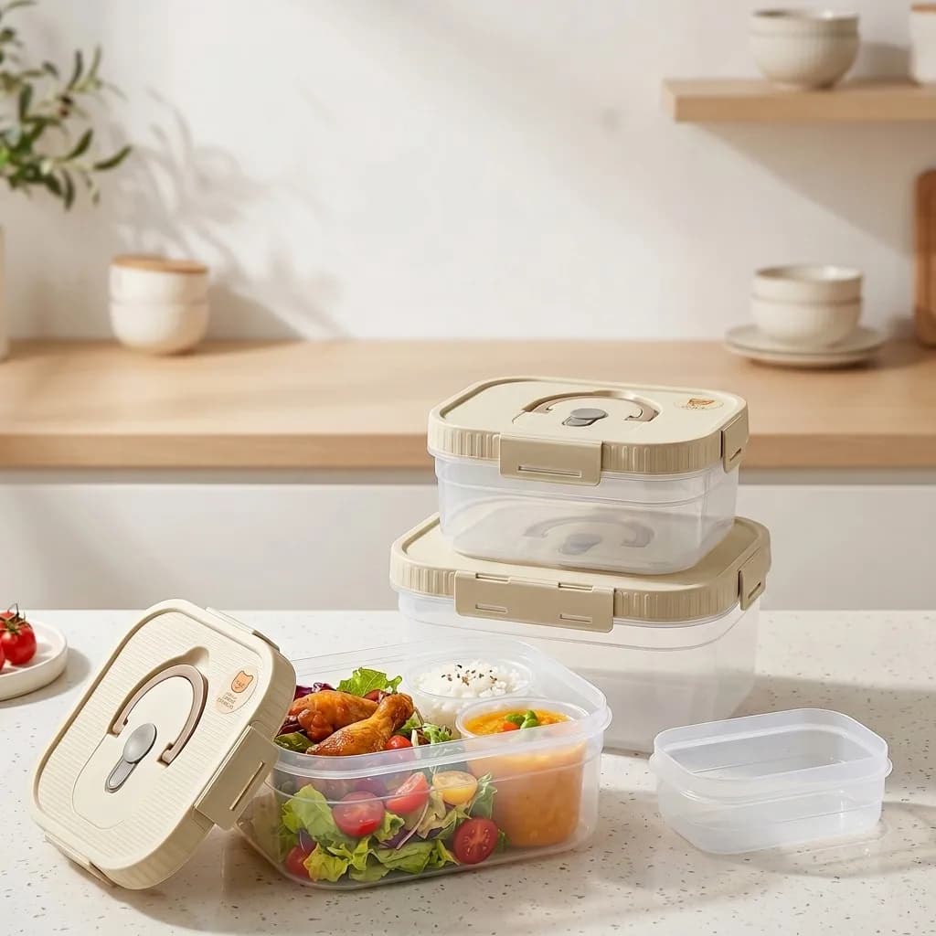 Refrigerator Food Storage Container Large Capacity Sealed Plastic Food Preservation Box Fruit Vegetable Storage Box With Handle