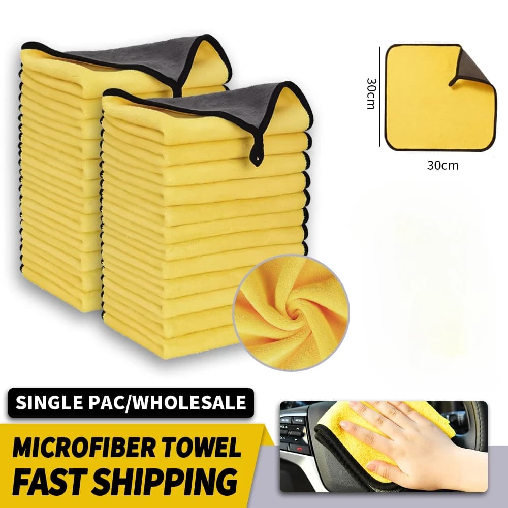 3/5/10 pieces towels for car washing in microfiber 30*30 cm/30*60 cm cloth for drying the cleaning of the double-sided car for car care use in the kitchen