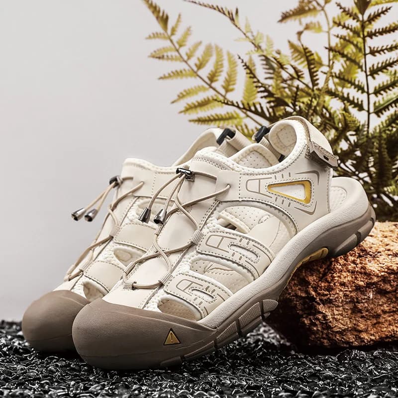 Casual, Breathable Beach Vacation Sandals with Elastic Straps and Velcro Adjustment—Plus Size Men's Shoes
