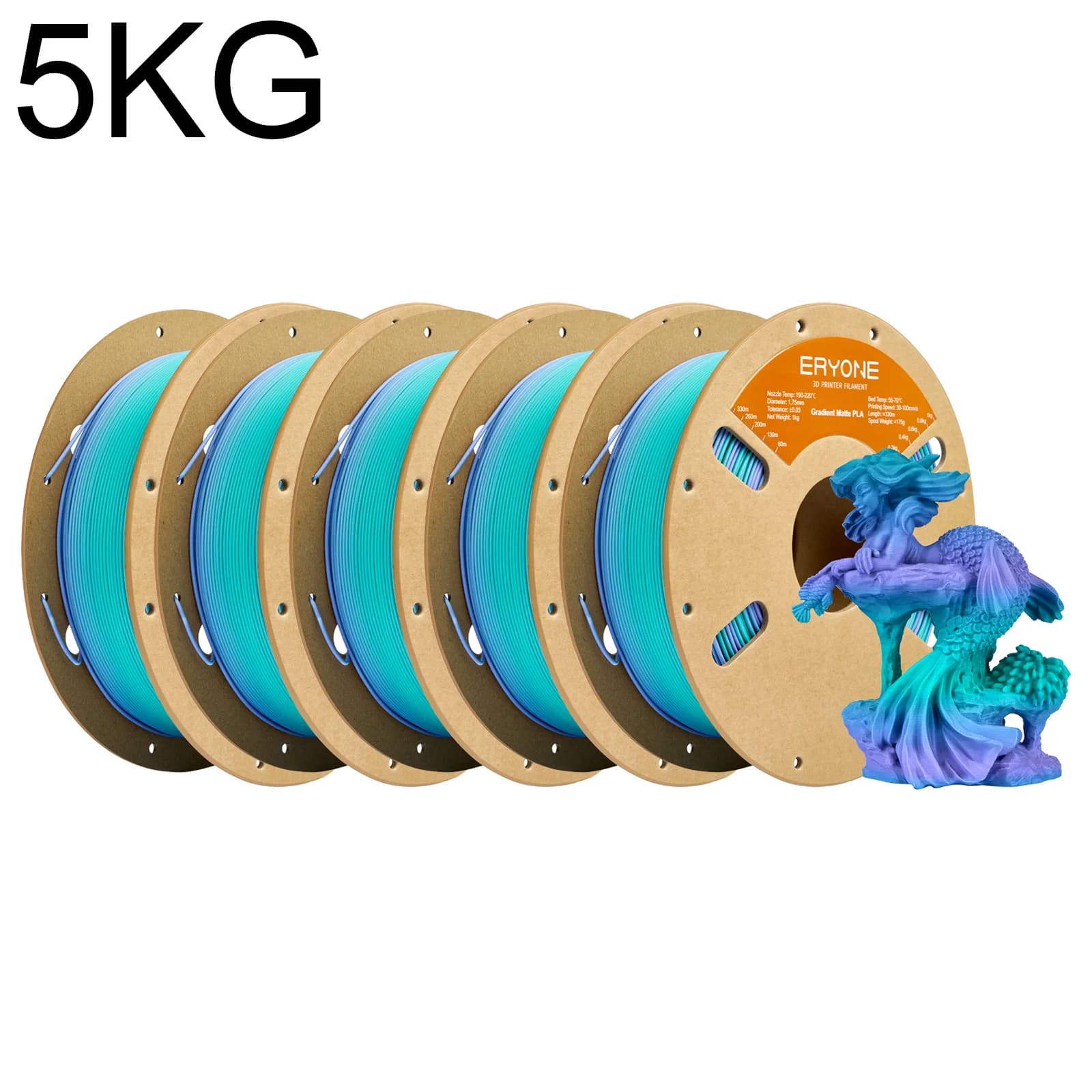 ERYONE Filament PLA 5KG Opaco Sfumato Multicolor Rainbow for 3D Printer