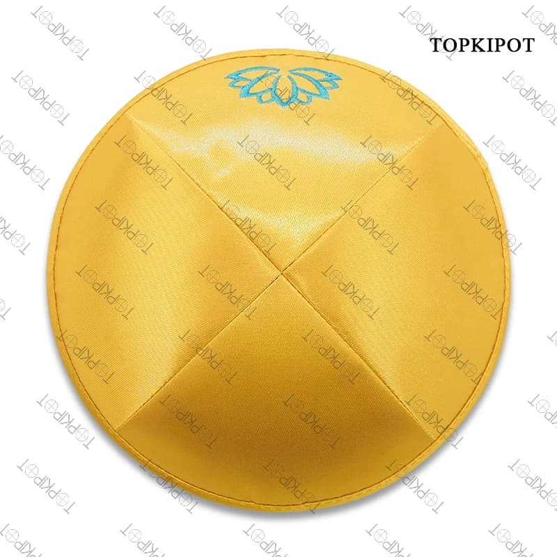 Colore giallo lucido Ding panno bianco Trasferimento di calore Velluto Kippa Judaica Cap Cappello musulmano Bar Mitzvah Yarmulke Kippah ebraico Personalizzato