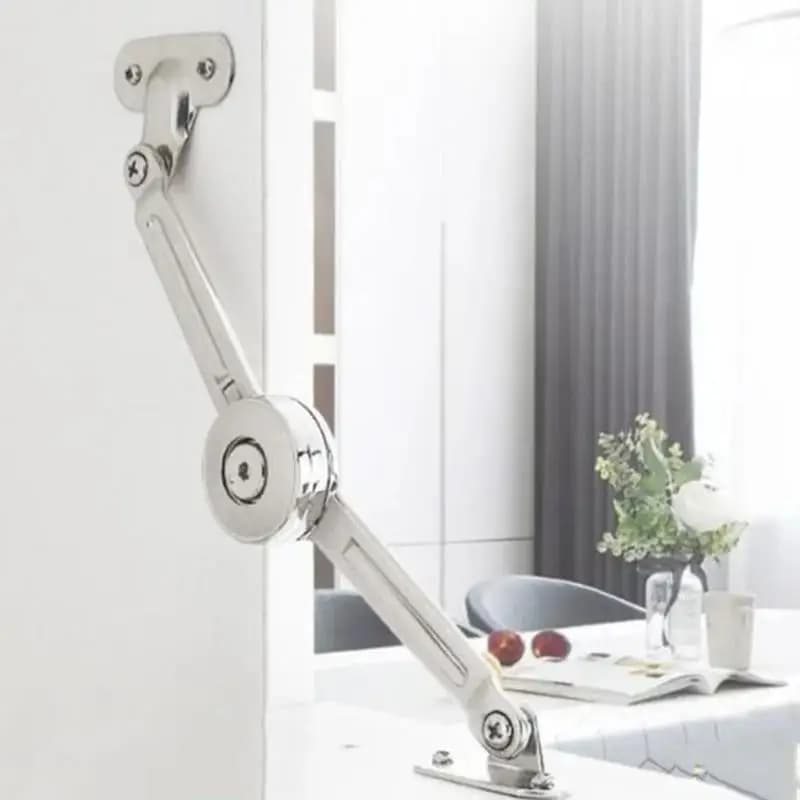 Satin Nickel Lid Support Hinge Soft Close Folding Stay for Window Seat Bench Secure Support Convenient Installation