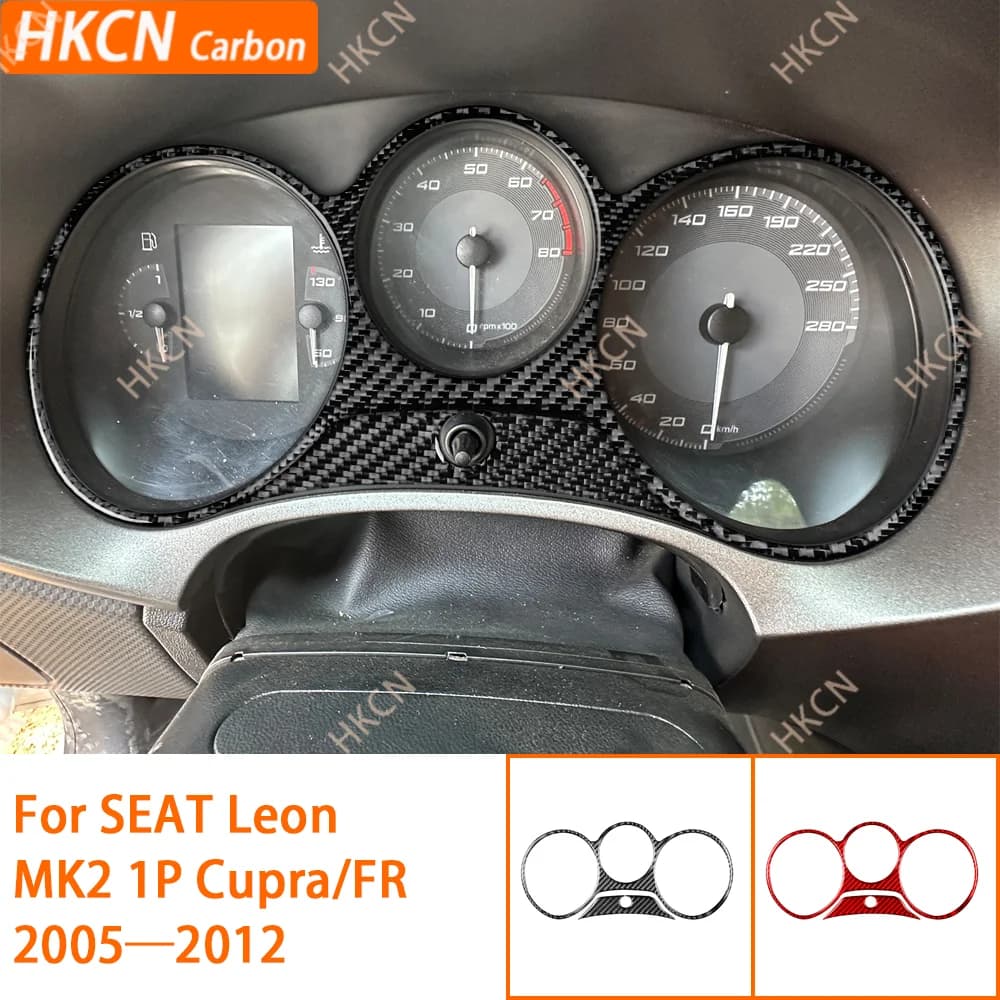 For SEAT Leon MK2 1P Cupra FR 2005—2012 Tachymeter display panel Cover lining / Carbon fiber 3K + resin / 3mm scratch-resistant