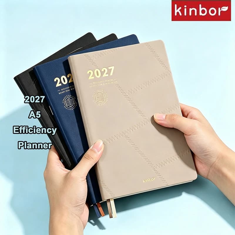 2027 Kinbor Efficiency Planner Notebook A5 Agenda 2026-2028 Calendar Monthly Daily Plan Habit Tracker 80g Paper Business Notepad