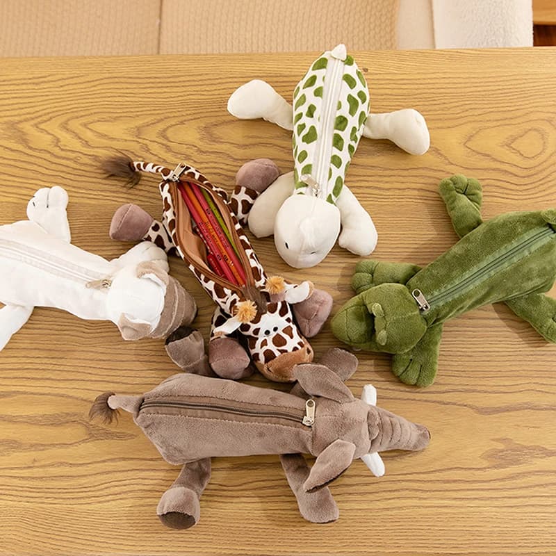 Cartoon Animal Elephant Lion custodia per penna in peluche per la stagione scolastica dei bambini forniture di grande capacità custodia per cancelleria per regalo per bambini