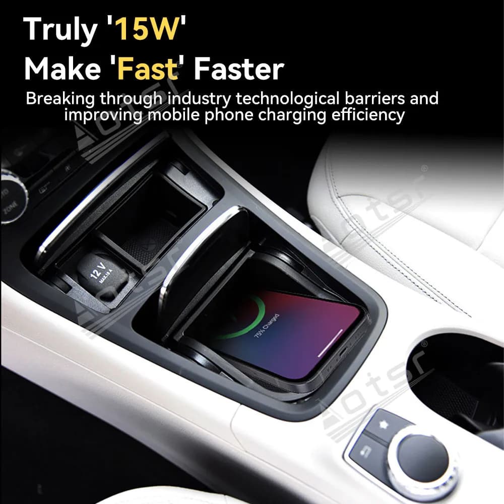 Per Mercedes Benz Classe B/A 2014-2019 Caricatore per auto wireless dedicato Ricarica rapida Tappetino di ricarica per telefono automatico Accessorio interno