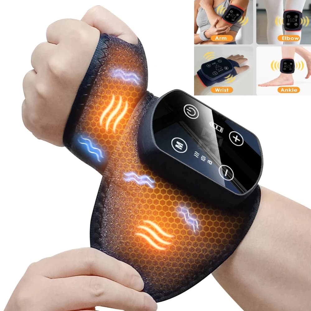 Wrist massager with wireless electric heating 5 levels Hot pack 3 vibration levels Manual massage Wrist strap