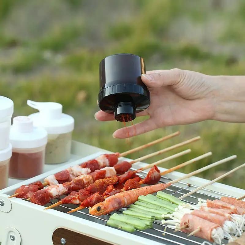 Set di Contenitori per Spezie Impilabili con Scomparti Rimovibili, Portatili per BBQ all'Aperto e Cucina da Campeggio