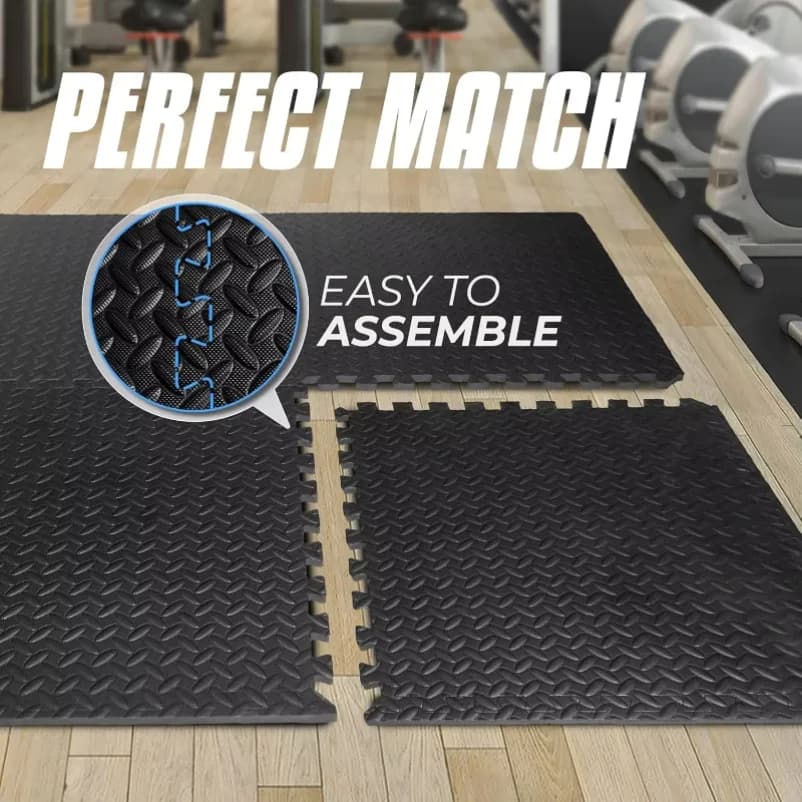 Black fitness mat floor tiles Eva foam Sports protection Gym equipment for yoga at home Children's non-slip mat