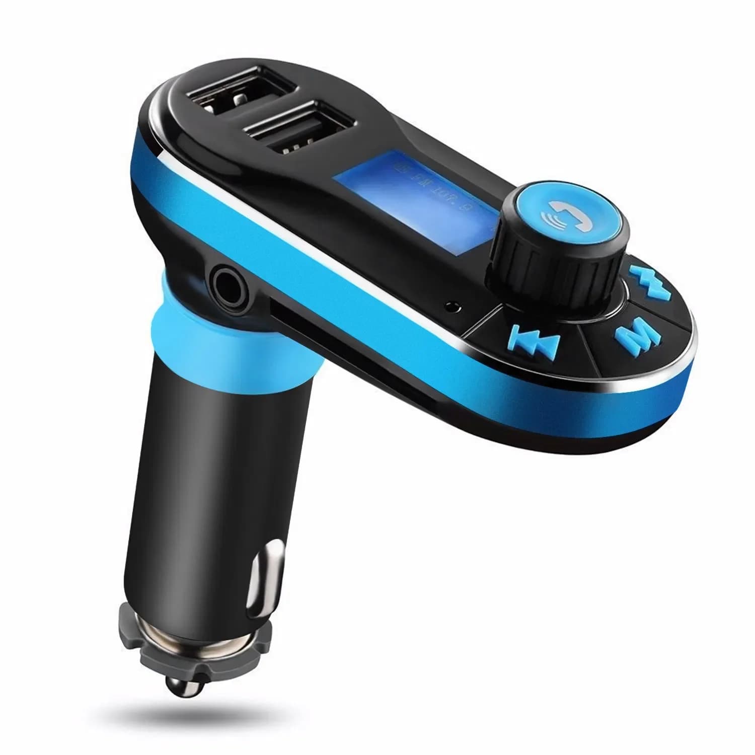 Trasmettitore FM wireless per auto Caricatore doppio USB Chiamata in vivavoce Lettore MP3 Display a LED ausiliario Telecomando