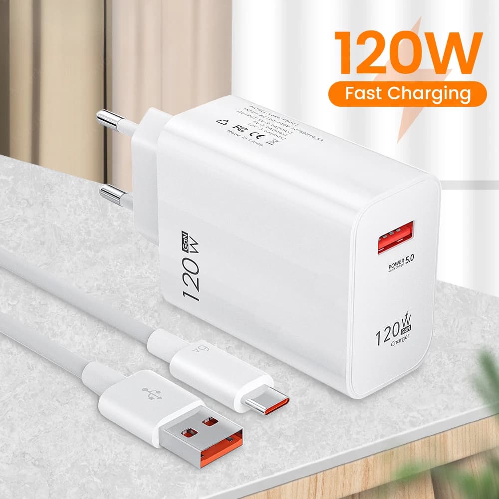 Adattatore di Ricarica Rapida 120W Hyper Charge con Cavo, Spina EU US UK per Xiaomi Mi 14 13 Redmi Note 13 Pro Plus Serie Poco