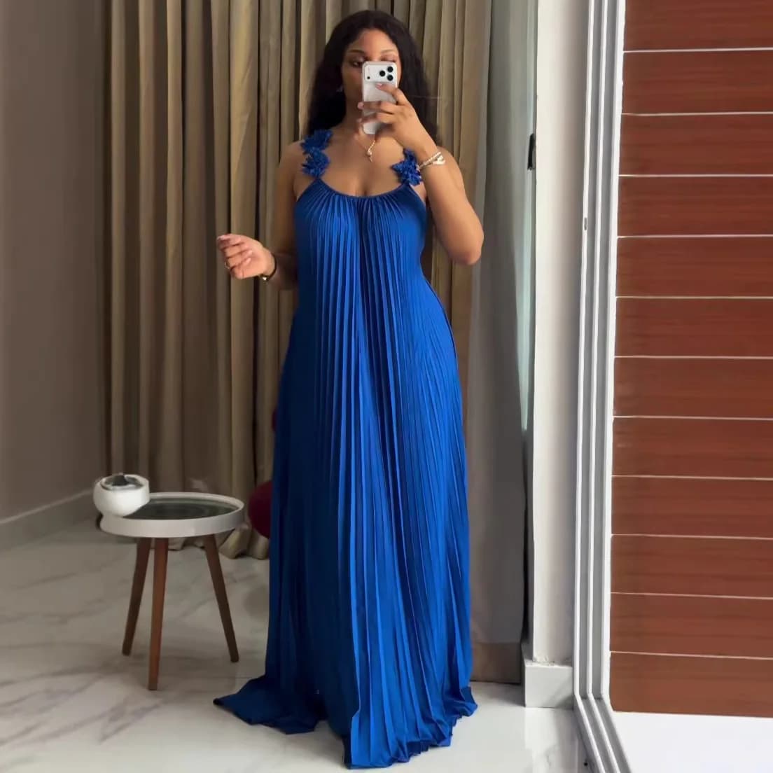 Elegant Sweet Cross Back Pleated Long Strapless Dress Women Sexy Party Gown High Waist Polyester Fiber Wedding Banquet Perfor...