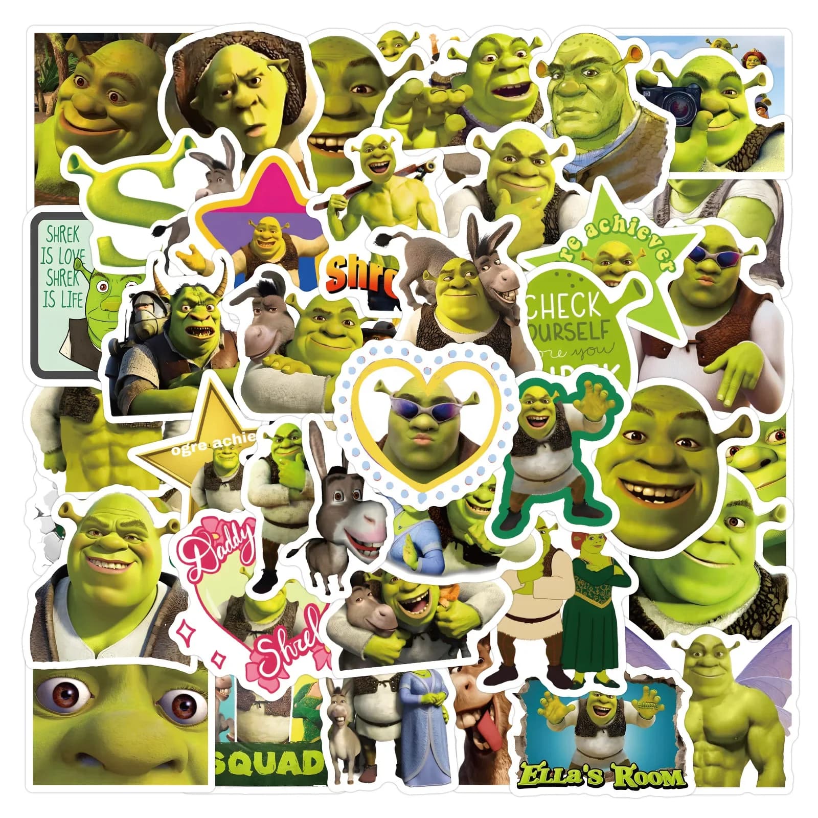 60/120PCS Cartoon Monster Shrek Graffiti Sticker DIY Suitcase Laptop Suitcase Helmet Guitar Phone Sticker Waterproof Decals